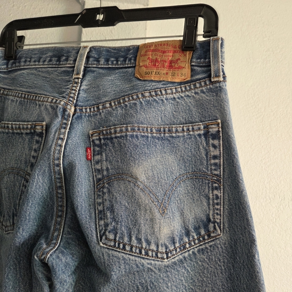 Levi's Light Blue Straight Jeans 501 - Picture 5 of 8